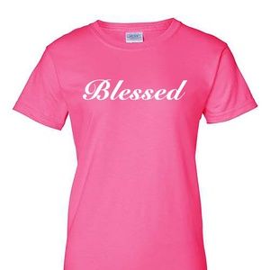 Blessed Vinyl t-shirt custom color t-shirt, short-sleeved, christian casual wear